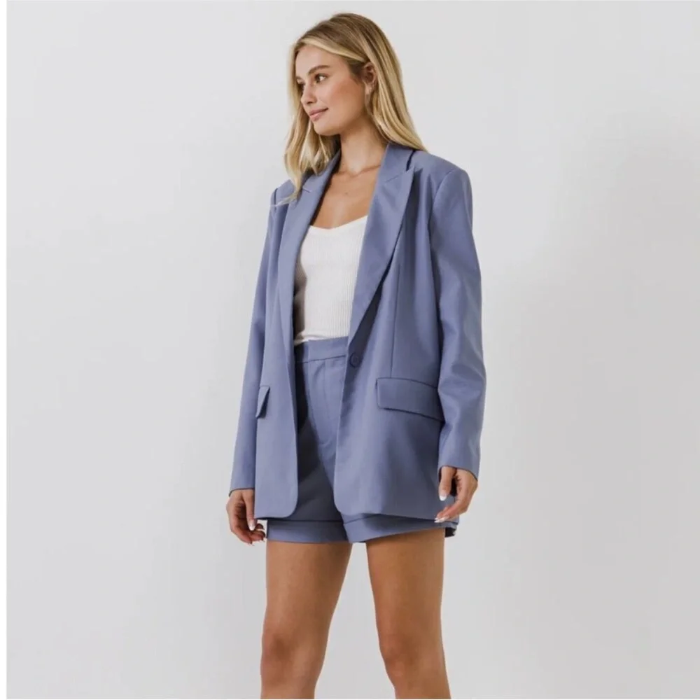 💙Endless Rose Oversized Single Breasted Blazer & Shorts Set - Picture 1 of 16